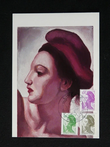 Liberté de Gandon art Eugene Delacroix painting maximum card France 1982 (7)