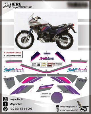 GLITTER XT 750 Z SUPER TENERE 1992 XTZ Grafik Aufkleber/Stickers/Decals