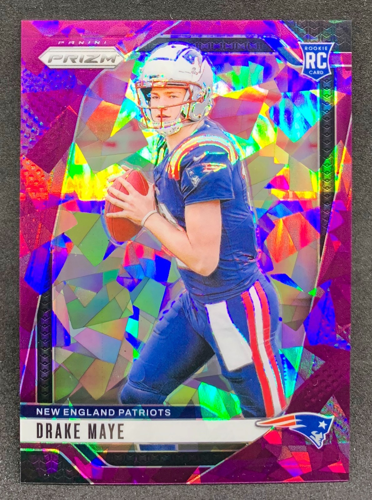 2024 Panini Prizm DRAKE MAYE Patriots Purple Cracked Ice Rookie RC SP /225 #329