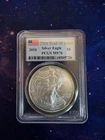 2010 $1 American Silver Eagle PCGS MS70 25th Anniversary Flag Label ASE Coin