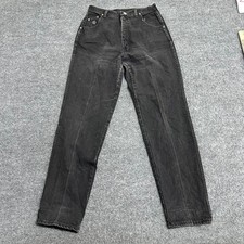 Wrangler Jeans Womens Size 11/12 Black High Rise Tapered Leg Denim Made in USA