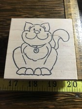 Pretty In Ink Happy Cat WM Rubber Stamp