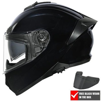 SMK Motorradhelm TYPHOON UNICOLOUR GL200 schwarz glänzend GRATIS dunkles Visier