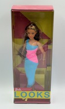 Barbie Looks Doll #15 Color Block Dress Petite Brunette Articulated HJW82 - NRFB