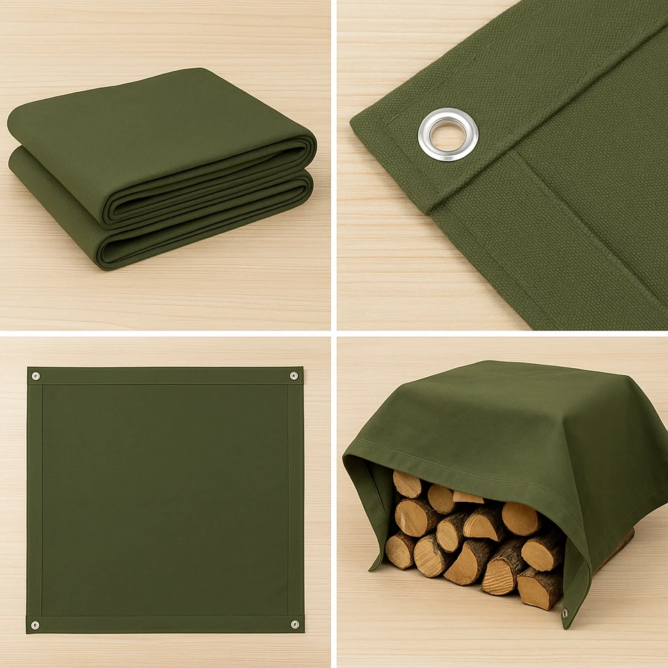 Army Canvas Heavy Duty Cotton Tarpaulin Cover Boat Log Store Roofing Sheet UK - Image 3 of 3