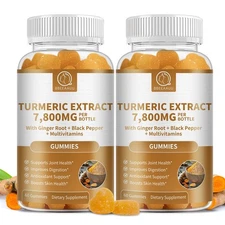 TWO Turmeric Curcumin 7800mg Herbal Gummies Ginger Root,Black Pepper 60 Each