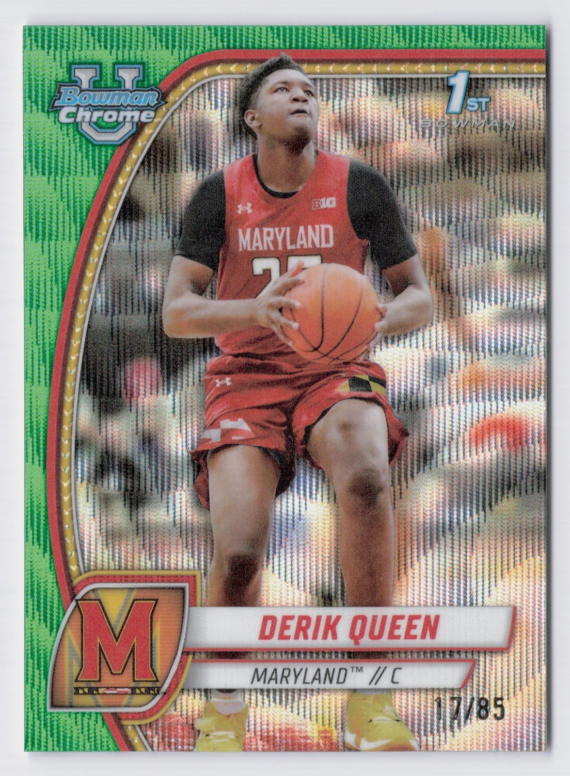 2024-25 1st Bowman Chrome U Derik Queen Rookie #19 Green Wave /85 Maryland
