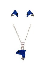 Silver Dolphin Set Blue Crystal 925 Hallmark Childrens Kids Jewellery