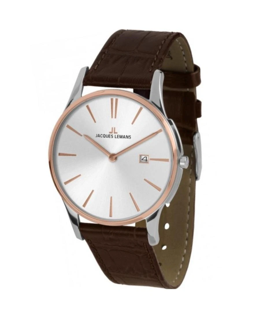 JACQUES LEMANS Men Analog Quartz Casual Watch Classic Dress Mother of Pearl Dial