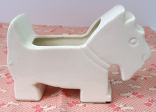 Vintage Ceramic Scottie Dog Planter White Westie Terrier Made in Japan