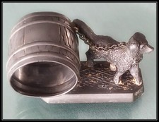 Rip Van Winkle's Dog" Silver Plate Victorian Napkin Ring, American, circa 1880s