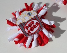 Novelty Kids Hair Clip Popcorn curly bow Fun movies itsallonmyhead Made in USA