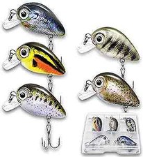  5PCS Micro Crankbait Fishing Lures for Bass Trout Topwater Lures Kit Slow 