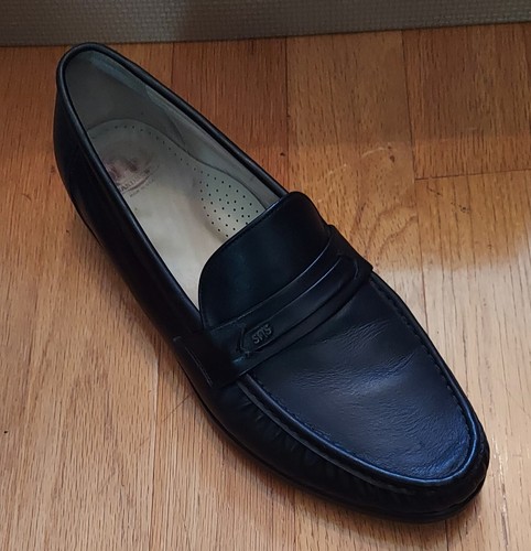 SAS ACE HANDSEWN MEN'S BLACK LEATHER SLIP-ON LOAFERS SIZE 13 N MADE IN USA - Picture 3 of 15