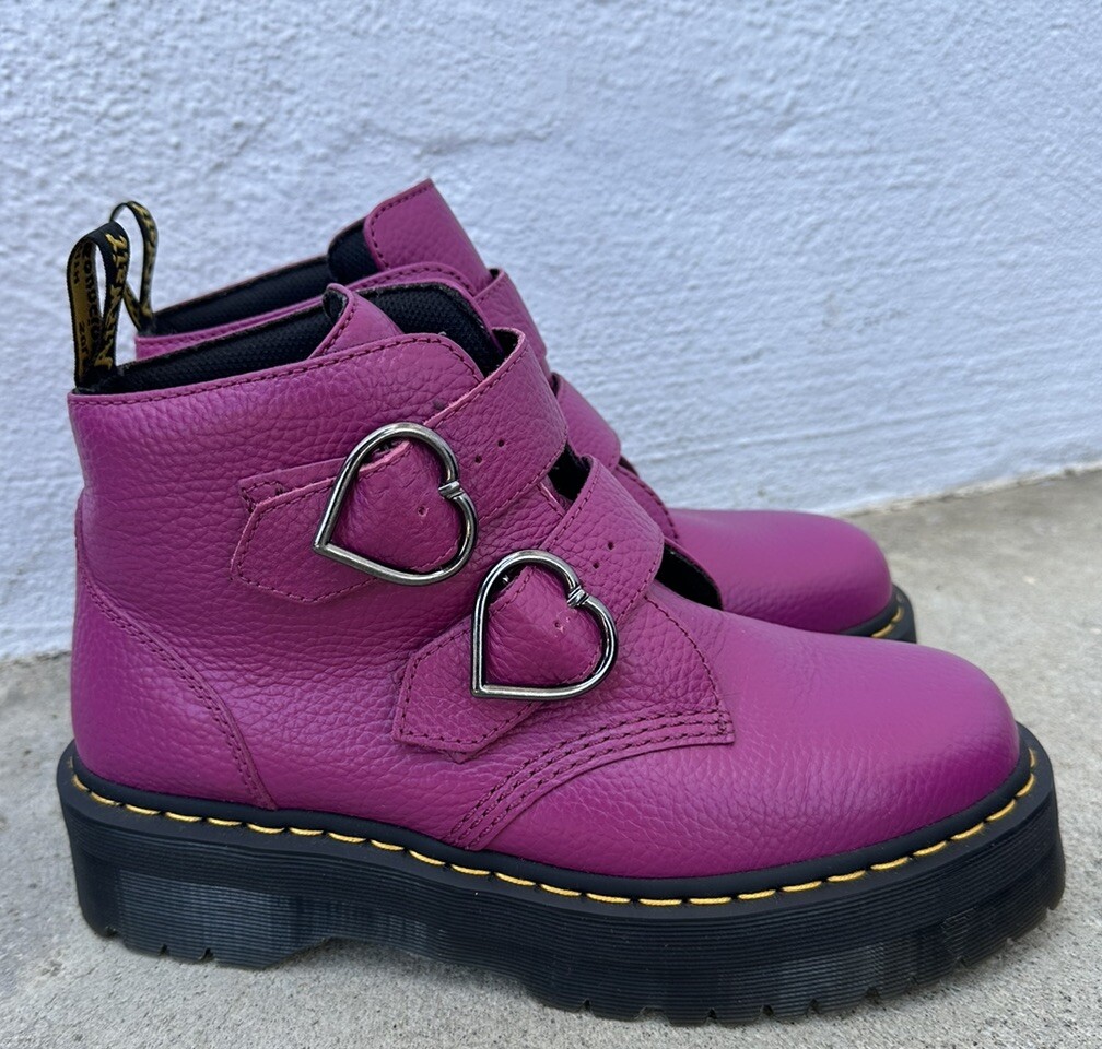 Dr. Martens Devon Heart Pink Fuchsia Platform Boot Women's Size 11