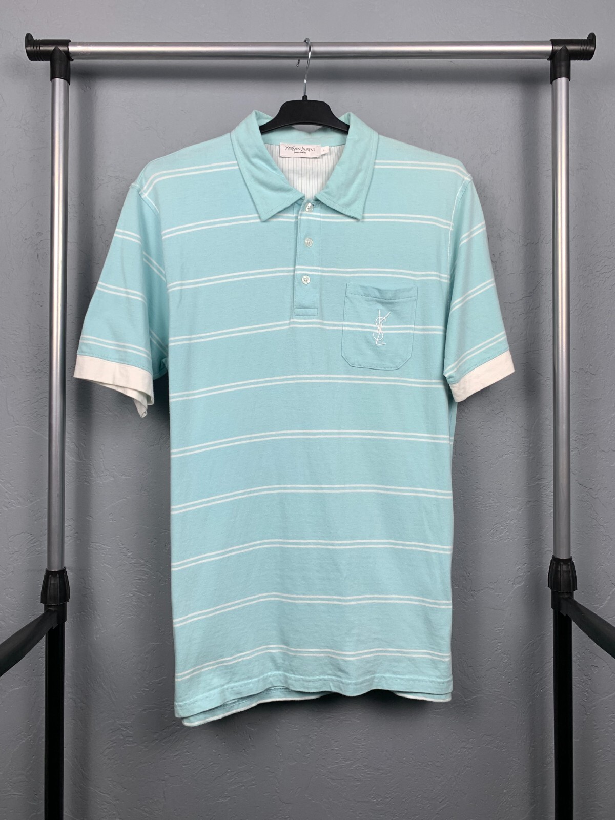 YVES SAINT LAURENT YSL POLO UOMO VINTAGE A RIGHE TAGLIA L