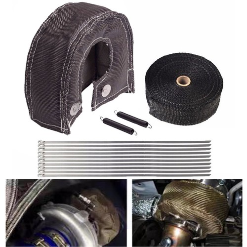 Turbo Heat Shield Blanket Cover T4 + 2" 50FT Exhaust Header Wrap Tape
