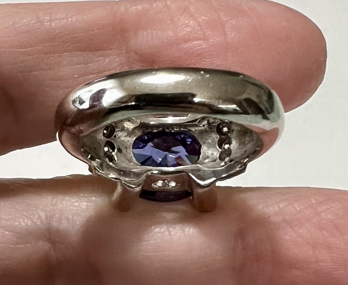 Designer Signed Sterling Silver Checkerboard Oval… - image 5