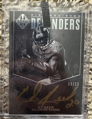 2017 Majestic Football Distinguished Defenders Ed Reed Auto #8/15 Ravens 