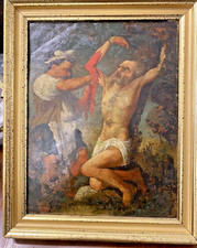 DIPINTO OLIO SU RAME "MARTIRIO SI SAN BARTOLOMEO" -  XVII SECOLO