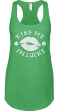 Kiss Me Im Lucky St Patricks Day Festival Parade Funny Irish Pride Ladies Tank