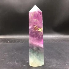Natural Rainbow Fluorite Pillar Hexagonal Obelisk Healing Decoration 4.26"