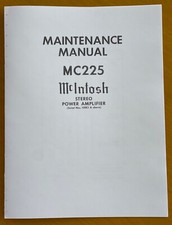 McIntosh MC-225 1960's Tube Amplifier OWNER'S MAINTANCE SERVICE MANUAL SCHEMATIC