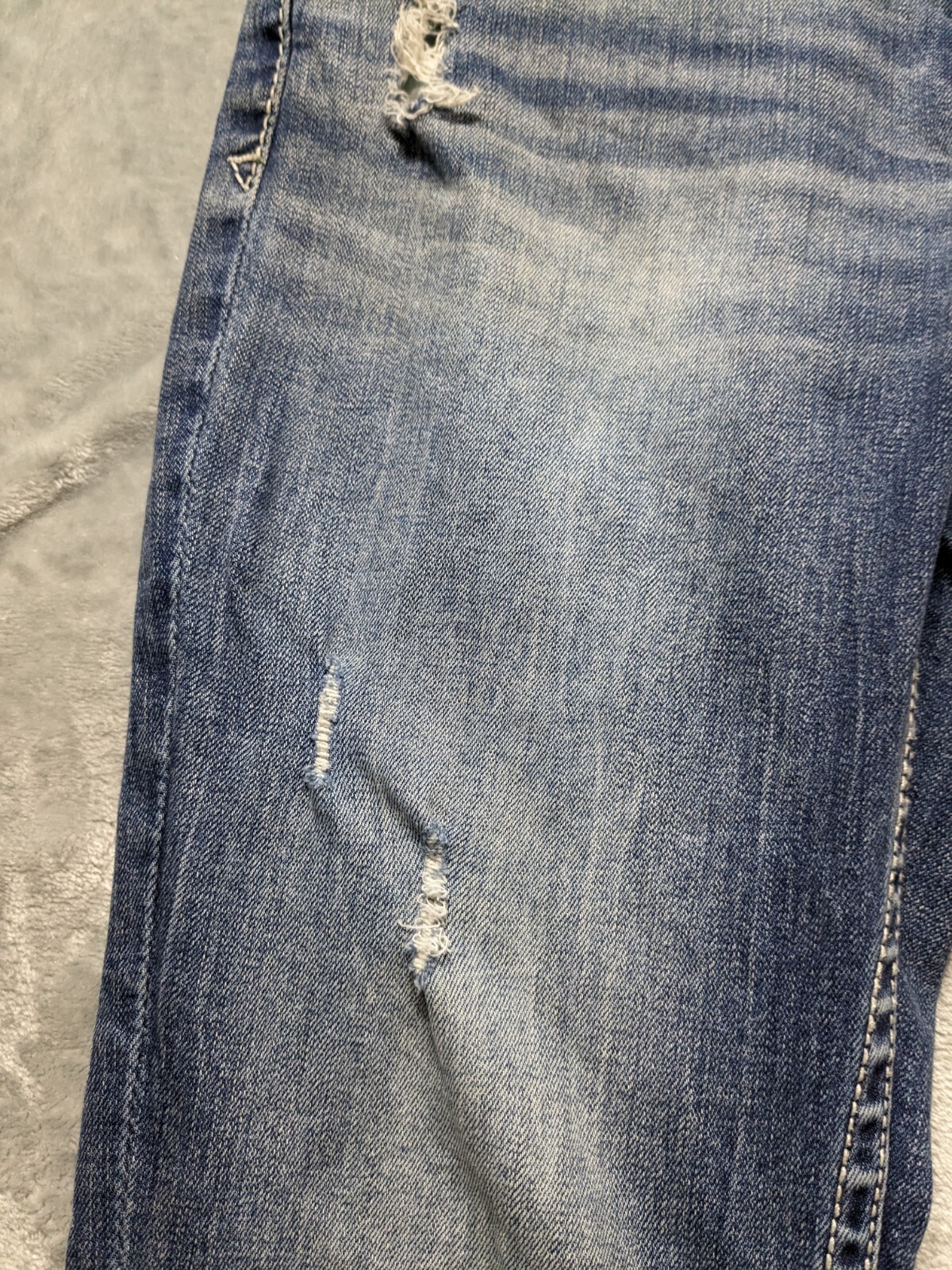 BKE Jake Straight Jeans 31x30 Blue Denim Distress Faded Whiskers Mid Wash READ