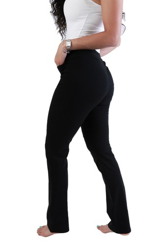 Mädchen schwarze Schulhose gerades Bein Stretch Damen Büro Arbeitshose - Bild 4 von 8