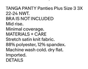 New TORRID 3 3X Black Cage Satin Mesh Tanga Panties Sheer Lingerie SEXY HOT