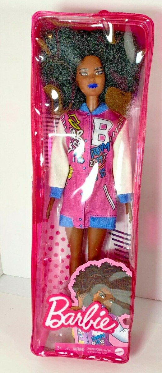 NIP Barbie Fashionista doll #156 AA with afro and purple lipstick