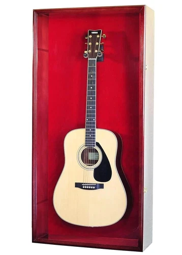 Acoustic Guitar Display Case 8" Deep Large Cherry Wood US Cabinet Electric 48" H