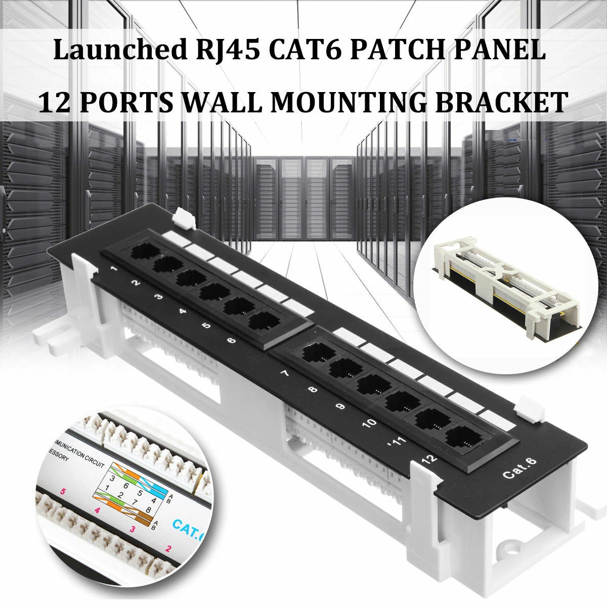 Cat6 12 Port Pro RJ45 Mini Patch Panel 110 Network w Surface Wall Mount Bracket