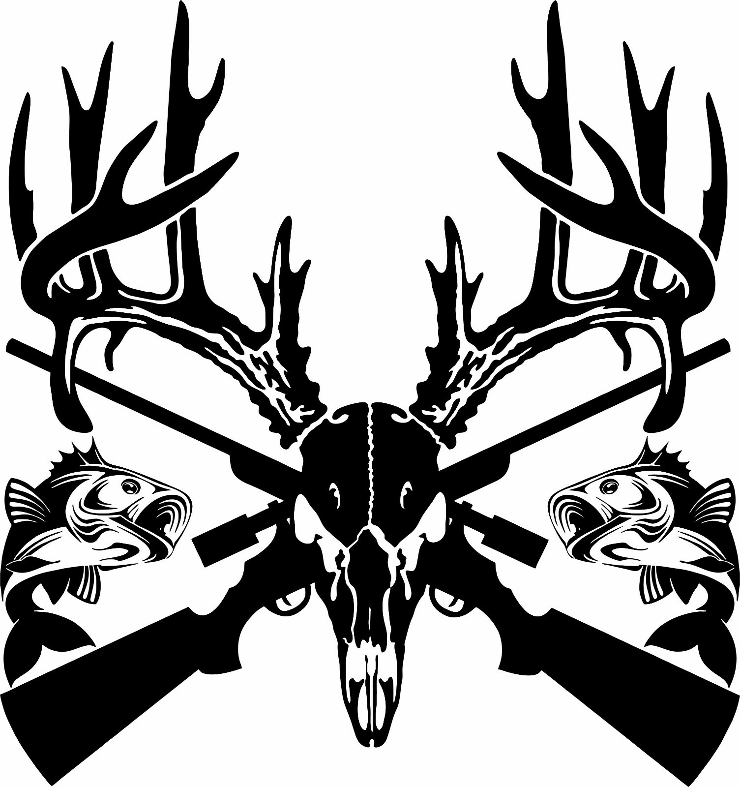 Deer Skull Hunting Fishing Gun Rifle Buck Car Truck Window Vinyl Decal Sticker