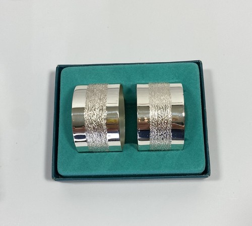 Vintage BSF Silver Plated Pair 2 Napkin Rings In Box Case Dinner Evening Elegant - Picture 2 of 6