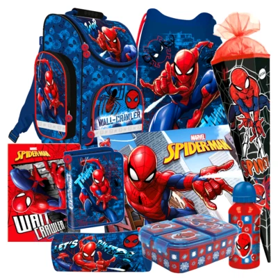 Spiderman 9 Teile Set SCHULRANZEN Ranzen Federmappe Tornister Schultüte Spider j