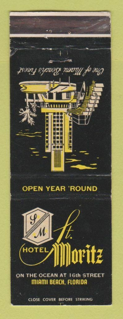 Matchbook Cover - Hotel St Moritz Miami Beach FL