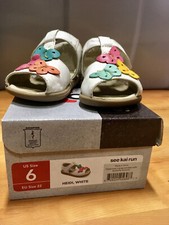 See Kai Run Toddler Girl Shoes Heidi White open-toe t-strap sandals, Size 6