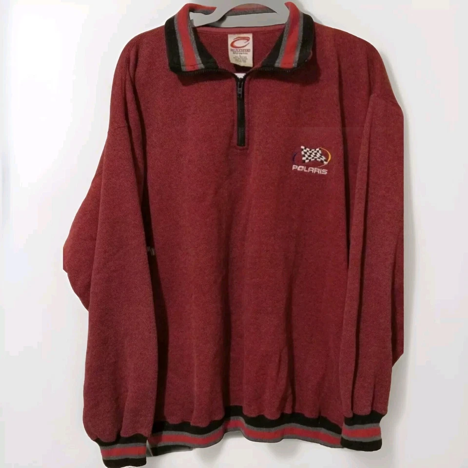 De Colección Polaris 1/4 Cremallera Manga Larga Polo Suéter L Bordado Logo Rojo Negro Foto 4 de 4