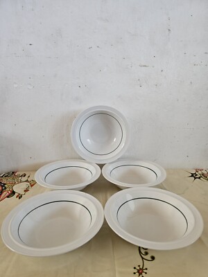 5 Vintage Anchor Hocking Greenhouse Stoneware Cereal Soup Bowl