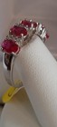 Sterling Silver 5 Red Ruby Oval W/Crystal Band Ring Y 925 Sz 8 3.0gr Gorgeous — photo 1