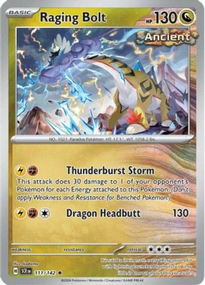 Pokemon Raging Bolt - 111/142 - Rare - Reverse Holo NM-Mint Pokemon Raging Bolt - 111/142 - Rare - Reverse Holo NM-Mint