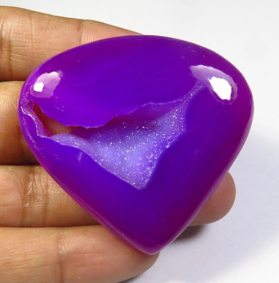 Geoda de ágata druzy ónix natural ónix 50x47 mm corazón ventana púrpura OD-1234 Foto 3 de 4