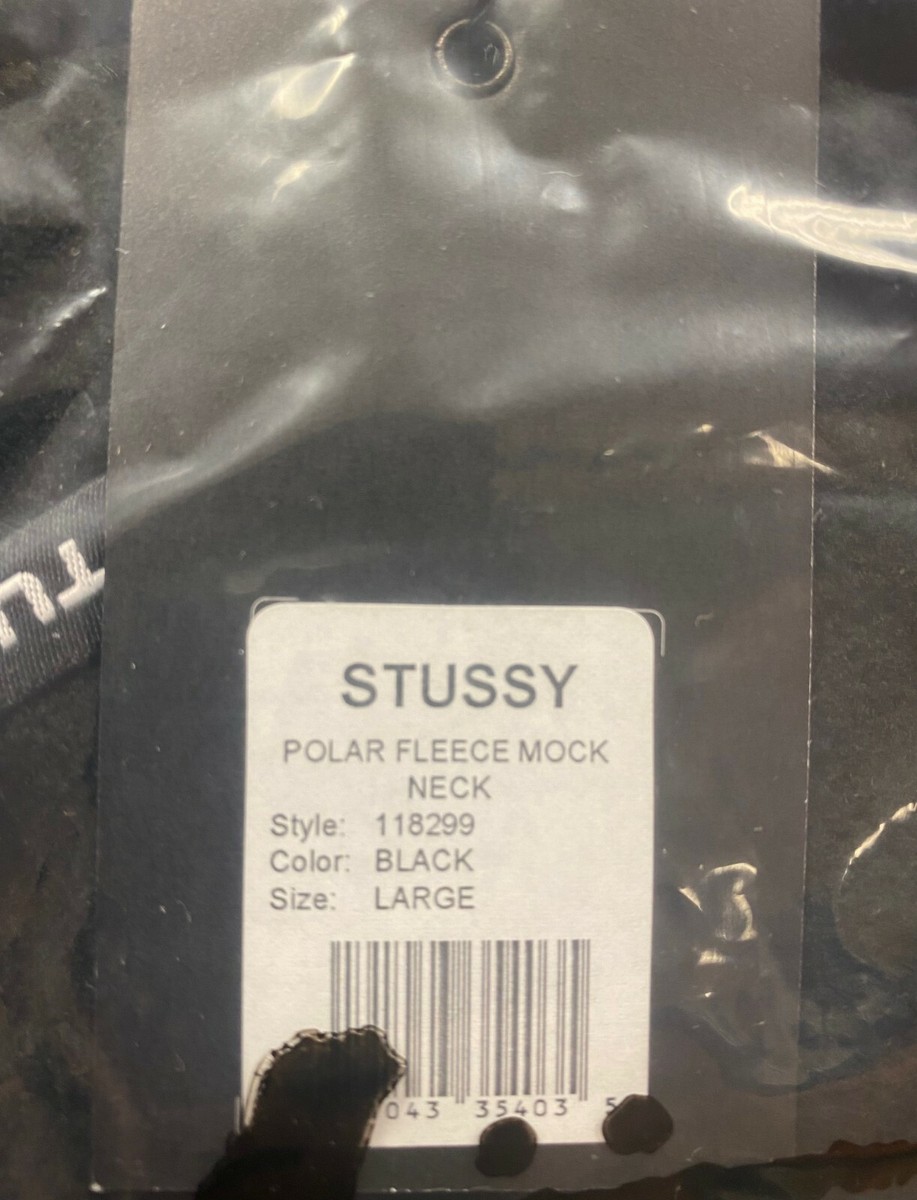 Stussy Mens Polar Fleece Mock Neck Jacket - Black - Large / XL