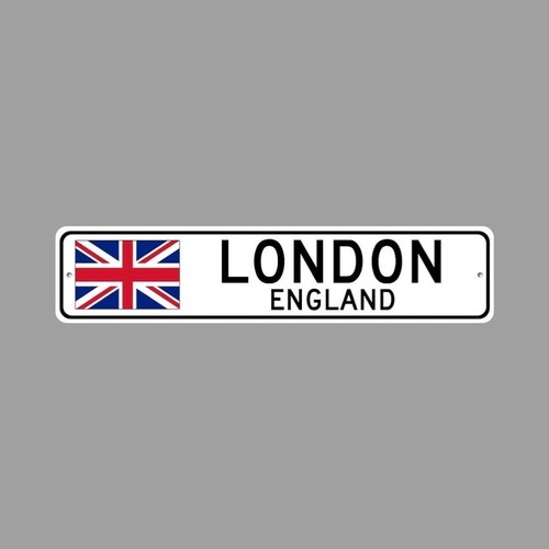 London England 4" x 18" Novelty Sign Aluminum - Afbeelding 1 van 2