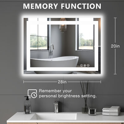 eggzu Dual LED Lighted Bathroom Mirror,Smart Memory Function,Anti-Fog Mirror