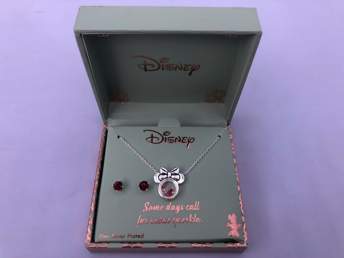 Disney LA Rocks Fine Silver Plated Mickey Necklace Earrings Gift