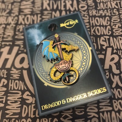 Hard Rock Cafe HRH Hotel AMSTERDAM AMERICAN Dragon & Dagger D&D Lapel Pin NEW
