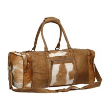 Nwt Myra Bag Cinnamon Traveller Hair On Duffle Upcycled Genuine Cowhide Leather