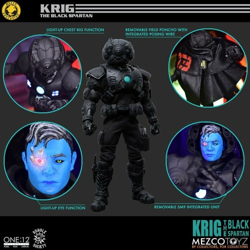 IN MANO Mezco One 12 Krig Black Spartan Edition. Fiera del giocattolo 2021 petto esclusivo - Foto 3 di 3